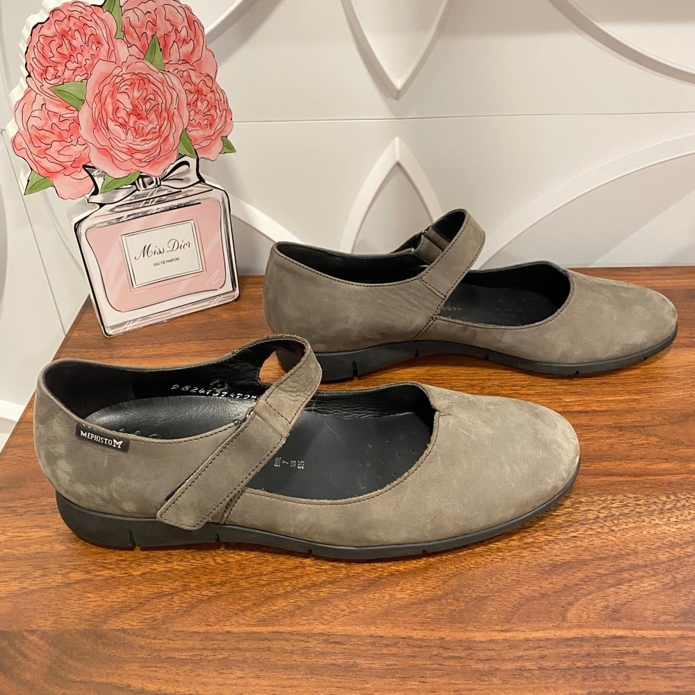 Mephisto Jenyfer Mary Jane Flats Taupe Suede Hook Loop Women's Size 9 - Picture 2 of 10